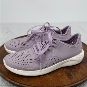 CROCS Shoes Wm 10 LiteRide Purple Lavender Rubber Sneakers Lace Up Water